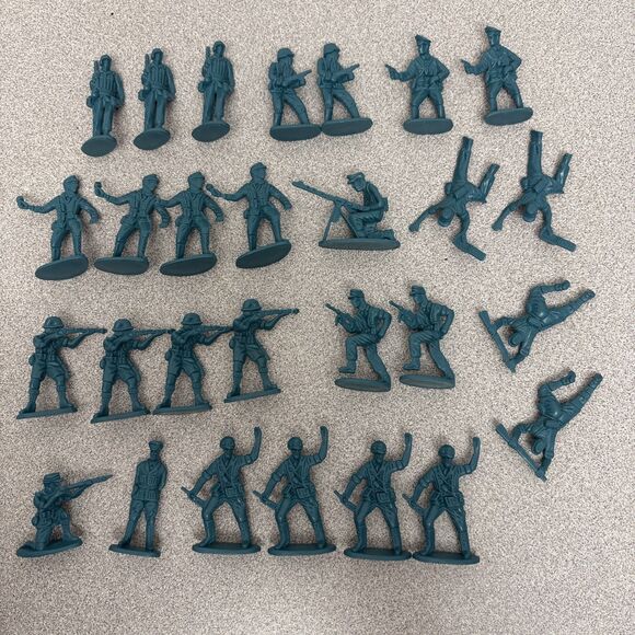 Marx Other - Vintage US Soldiers Metallic Blue Army Figures Men Lot Of 25 Mixed